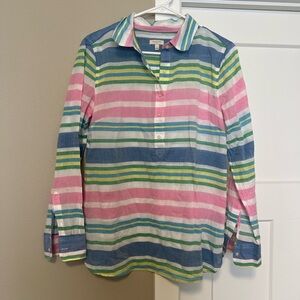 Talbots Vibrant Striped Blouse - Pink, Blue, Green